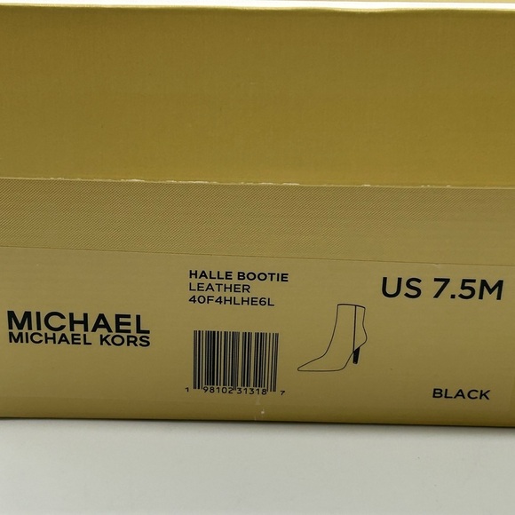 Michael Kors Halle Leather Ankle Bootie Black with Crystal Heel Size 7.5M NWB - Picture 11 of 12